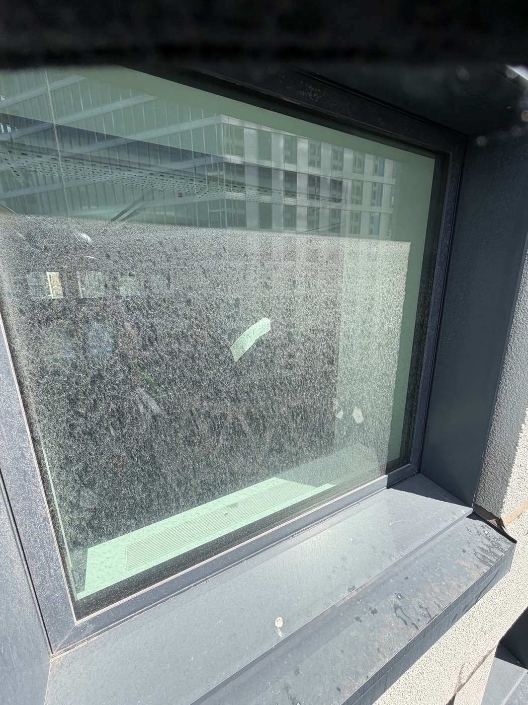 Window and frame before the external builders clean at Thirty High London